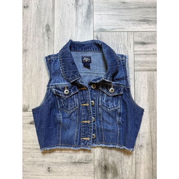 Blue Asphalt Tops - Asphalt Blue Denim Crop Jacket Vest Size S